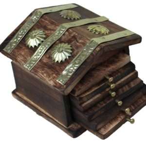 "Handcrafted Wooden Antique Miniature Hut Design Tea Coffee Coaster Set, ideal for home décor, featuring rustic charm and practicality."