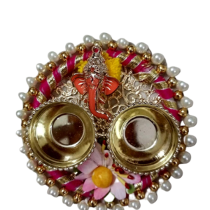 SAARTHI Traditional Spiritual Elegant Attractive Beaded Pooja Thali for Rakhi/Diwali/Bhaidooj/Janmashtami|Pooja Thali Set|Rakhi Platter|Engagement Ring Platter|Tilak Thali|Rakshabandhan Puja Accessories|Thali Set for Temple|Puja Platter|Tilak Thali|Chopra