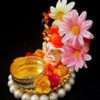 SAARTHI Rajasthani Decorative Handmade Traditional Multicolour Attractive Multipurpose Spiritual Polyresin Ganesha Idol on Moti Base Plate with Flowers for Pooja/ Car Dashboard/ Aarti Thali/ Bhog Thali| Diwali/Ganesh Chaturthi Platter for Home/ Office/ Living Room/ Table/ Café/ Mandir Décor |Temple Decoration Items| Ganpati Tea Light Candle| Ganesh Lantern| Bappa Statue/ Sculpture/ Showpiece/ Figurine| Puja Accessories - Image 7