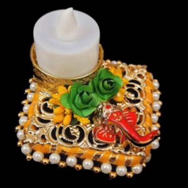 SAARTHI Rajasthani Stunning Decorative Designer Unique Elegant Traditional Handcrafted Attractive Beaded Ganesh Pooja Thali for Diwali| Rakhi| Bhaidooj| Janmashtami| Tea light candle holder| Candle lamp ball|Cup candle holder|Floral decorative|Home|Table|Wall Decor Showpiece|Figurine|Votive Candle Holder|Ganesh Figurine|Candle Stand|Decorative Diya|Multicolour Dia|Ganesh Chaturthi Idol|Diwali