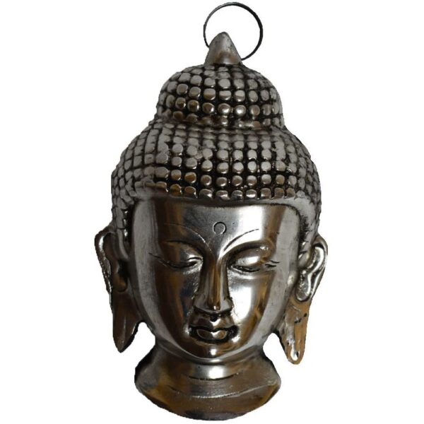 Metal Buddha Face|Home Decor|Door Decor|Hanging Face Idol|(7.6 cm x 2.5 cm x 12.7 cm|Color - Silver)|Door Hanging|Wall Hanging|