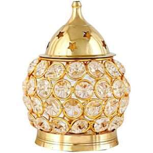 Rajasthani Ethnic Divine Spiritual Auspicious Handmade Decorative Feng Shui Brass Akhand Diya|Diamond Crystal Deepak|Crystal Dia|Akhand Jyot|Magical Lantern Brass Diya|Brass Crystal Oil Lamp|Tea Light Holder|Puja lamp|Lantern|Akhand Diya for Navrtari|Home|Temple|Café Décor|Home Accent|Akhand Jyot for Ma Durga