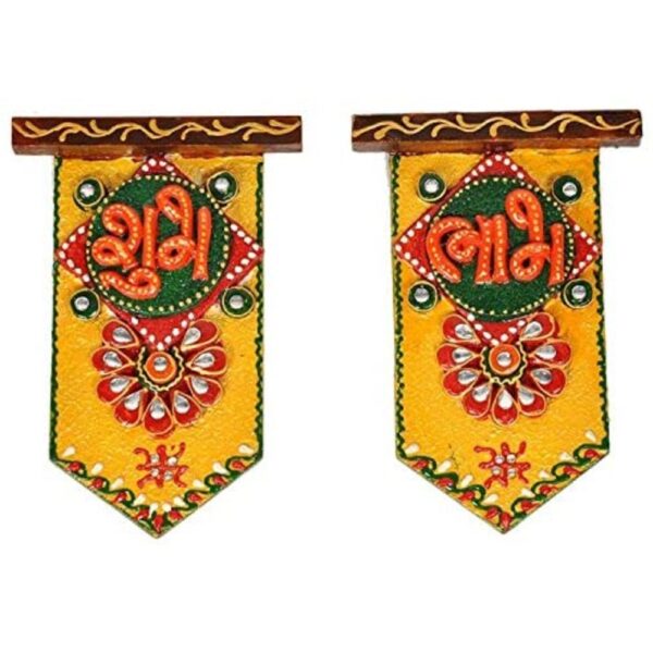 Shubh Labh Religious Idol|Wall Hanging Shubh Labh|Home Decor Show Piece Gifts|Wall Sculpture|Modern Wall Art|Home|Office|Wall Decor|Room Decor|Showpiece (Multi-4)