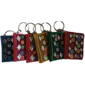 Beautiful Multipurpose Mirro Lakh Work Diary Key Chain - Set of 10 Pieces - Multicolor