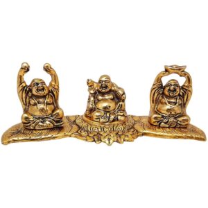 Rajasthani Traditional Decorative Antique Golden Handcrafted Feng Shui Wealth Bringing Laughing Buddha|Vastu Buddh|Buddha Statue|Table|Office|HomeDecoration Idol