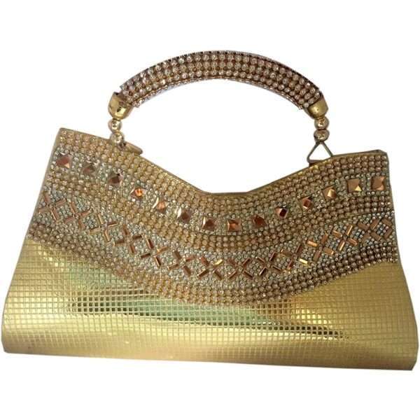 Classy Party Sling Clutch for Women/Girls|for Bridal|Casual|Party Gold - 9x5x2 Inch