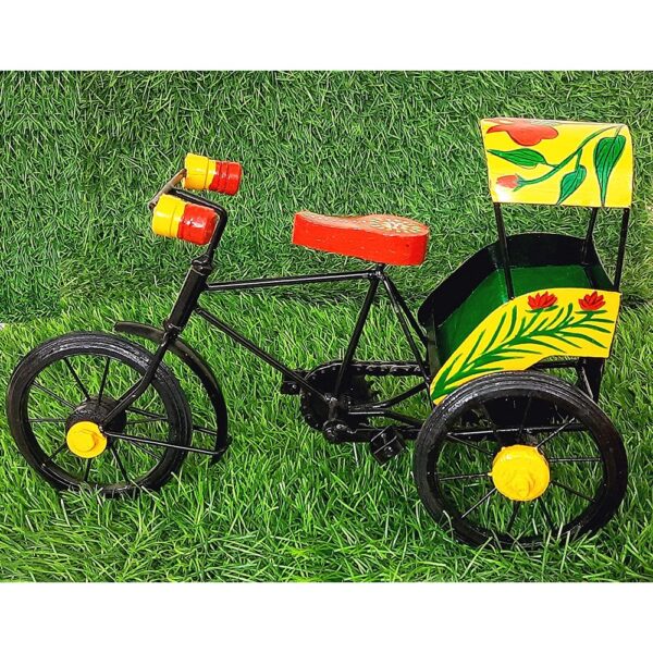 Handicrafted Wooden Multicolor Antique Classic Retro and Wrought Iron Model Miniature Bicycle Figurine/Cycle/Rickshaw Showpiece|Table/Home/Office décor