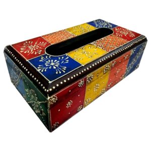 SAARTHI Rajasthani Designer Kundan Tissue Box| Tissue Holder| Cutlery Holder| Napkin Holder for Car| Tissue Paper Holder| Tissue Paper Box| Home| Office| CafÃ©| Car| Table| Dining Table|Napkin Holder|Table Napkin Stand| Decorative Boxes| Tissue Paper Boxes