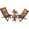 SAARTHI Rajasthani Dhola Maru Handmade Wooden Ethinic Antique Designer Folding Chairs and Table Set for Home| Decor| Office| Garden| Outdoor| Indoor| Balcony| Launge| Lawn| Cafe| Bar| Living Room| Bedroom Room| Childern Room Decor| Outdoor Sitting , Multicolour - Set of 3