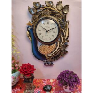 Wooden Peacock Wall clock
