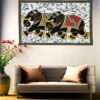 SAARTHI Rajasthani Handmade Batik Royal Double Black Elephant Animal| Painting| Mandala| Home| Office|  Temple Décor| Artwork