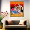 SAARTHI Rajasthani Handmade Rural Folk Dancing Tribal Couple with Dhol| Painting| Mandala| Home| Office| Temple Décor| Artwork