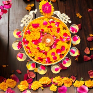 SAARTHI Rajasthani 11” Metal Traditional Urli Bowl| Floating Decorative Tea Light Diwali Decorations | Bedroom/ Living Room/ Home/ Office Decor