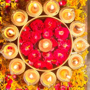 SAARTHI Rajasthani 14” Metal Traditional Urli Bowl| Floating Decorative Tea Light Diwali Decorations | Bedroom/ Living Room/ Home/ Office Decor