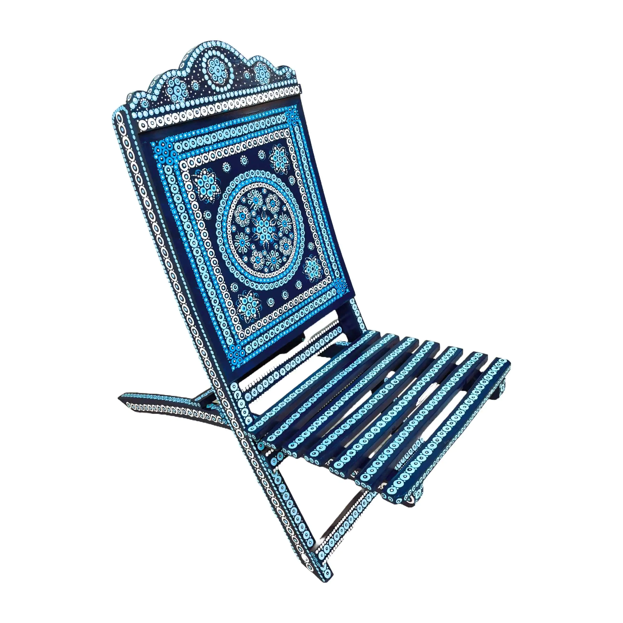 Rajasthani Mandala Art Handmade Wooden Folding Chair