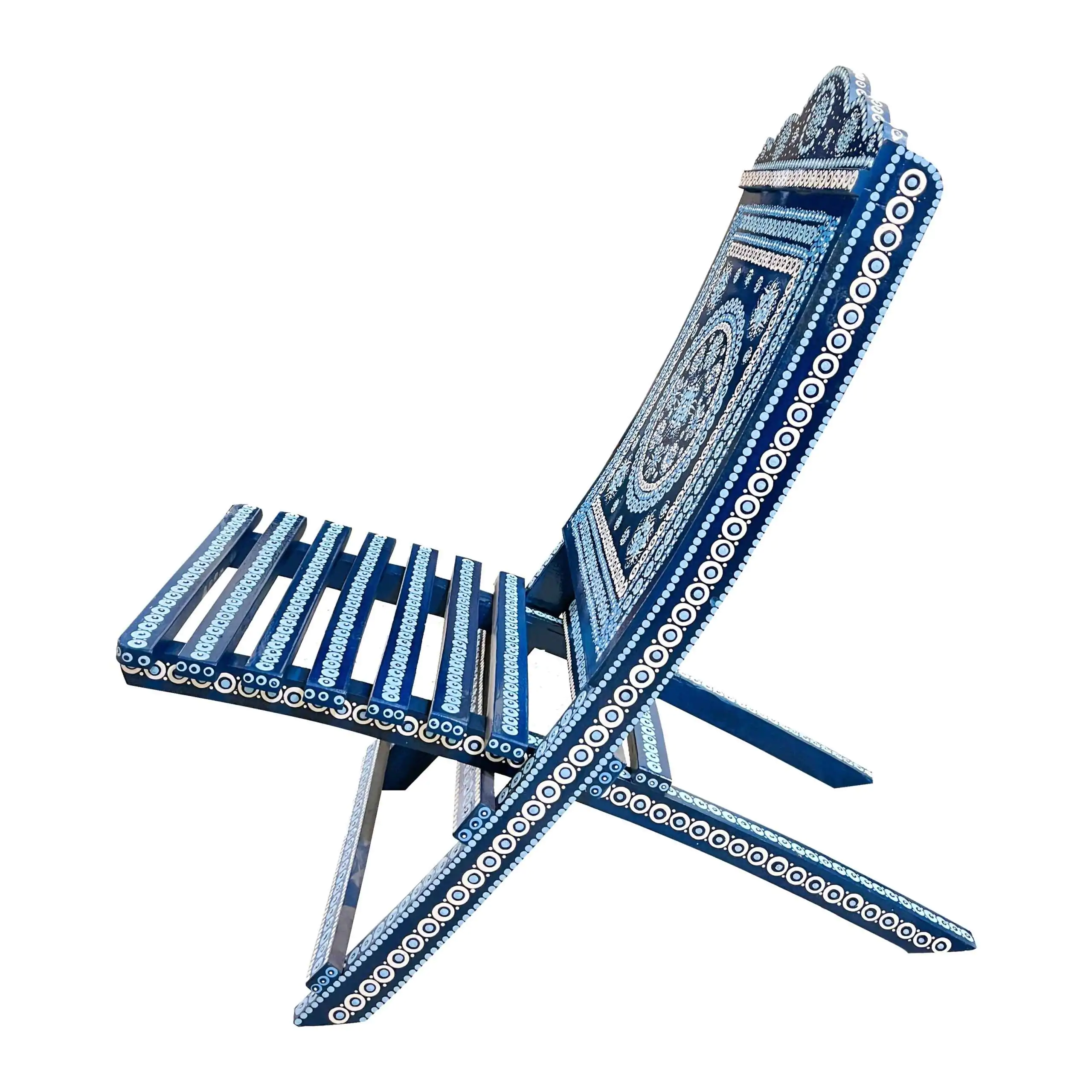 Rajasthani Mandala Art Handmade Wooden Folding Chair - Image 4