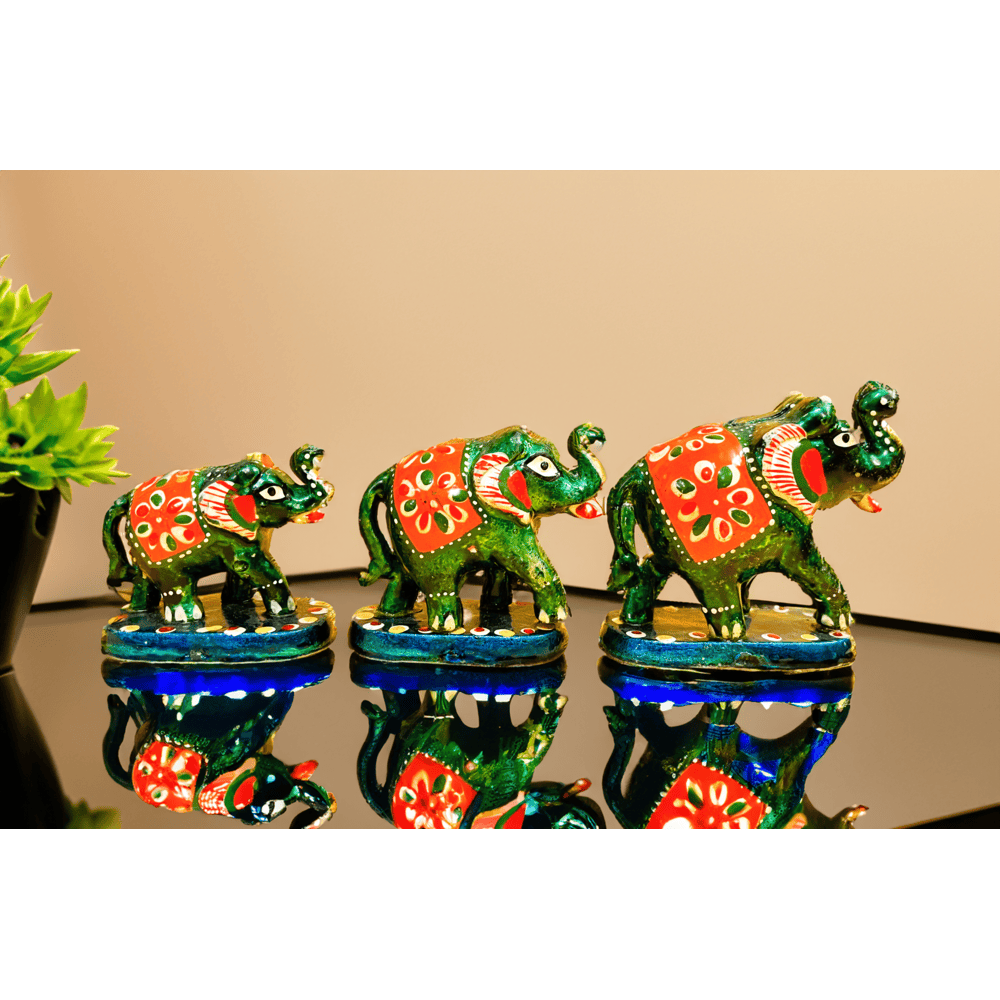 Platform Elephant Showpiece, Set of 3 | Decorative Items