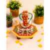 Multicolour Marble Ganesh Chowki Round