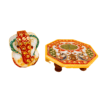 Multicolour Marble Ganesh Chowki Round - Image 3