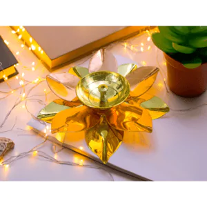 Golden Red Lotus Shaped Candle Tealight Holder