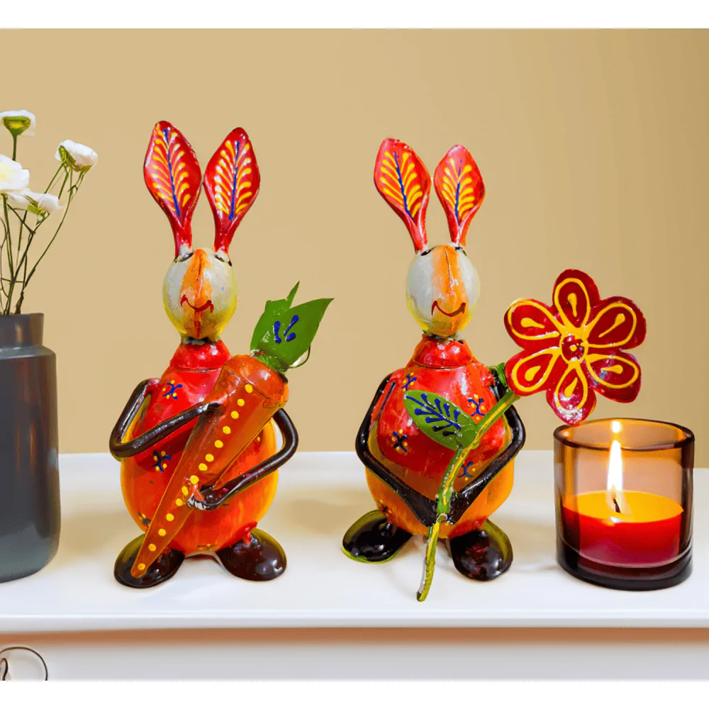 Set of 2 Rabbit Decorative Showpiece for Home Décor