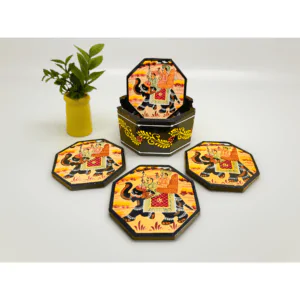 Wooden Elephant Print Tea Coaster - Set of 6