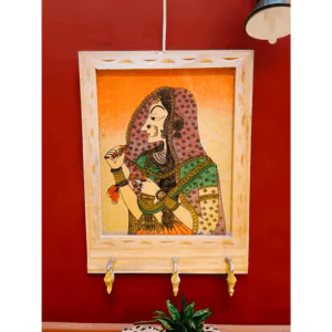 Rajasthani Wooden Rajasthani 3 Hooks Key Holder for Home