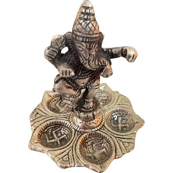 Metal Diya Oil Wick Lamp for Ganesha Pooja | Traditional Design - Image 4