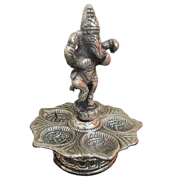 Metal Diya Oil Wick Lamp for Ganesha Pooja | Traditional Design - Image 5