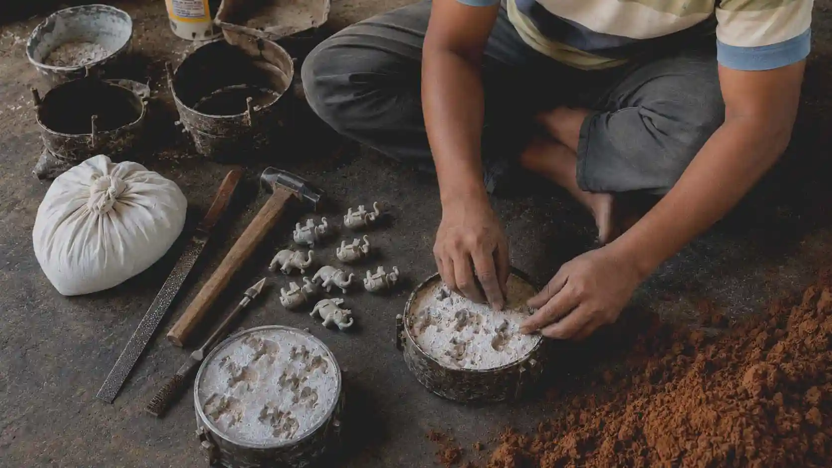 Jaipur artisan handcrafting a traditional Rajasthani brass piece in their workshop — SaarthiOnline