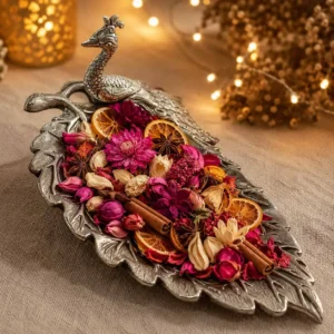 Peacock Leaf Dry Fruit Serving Tray Decorative Platter