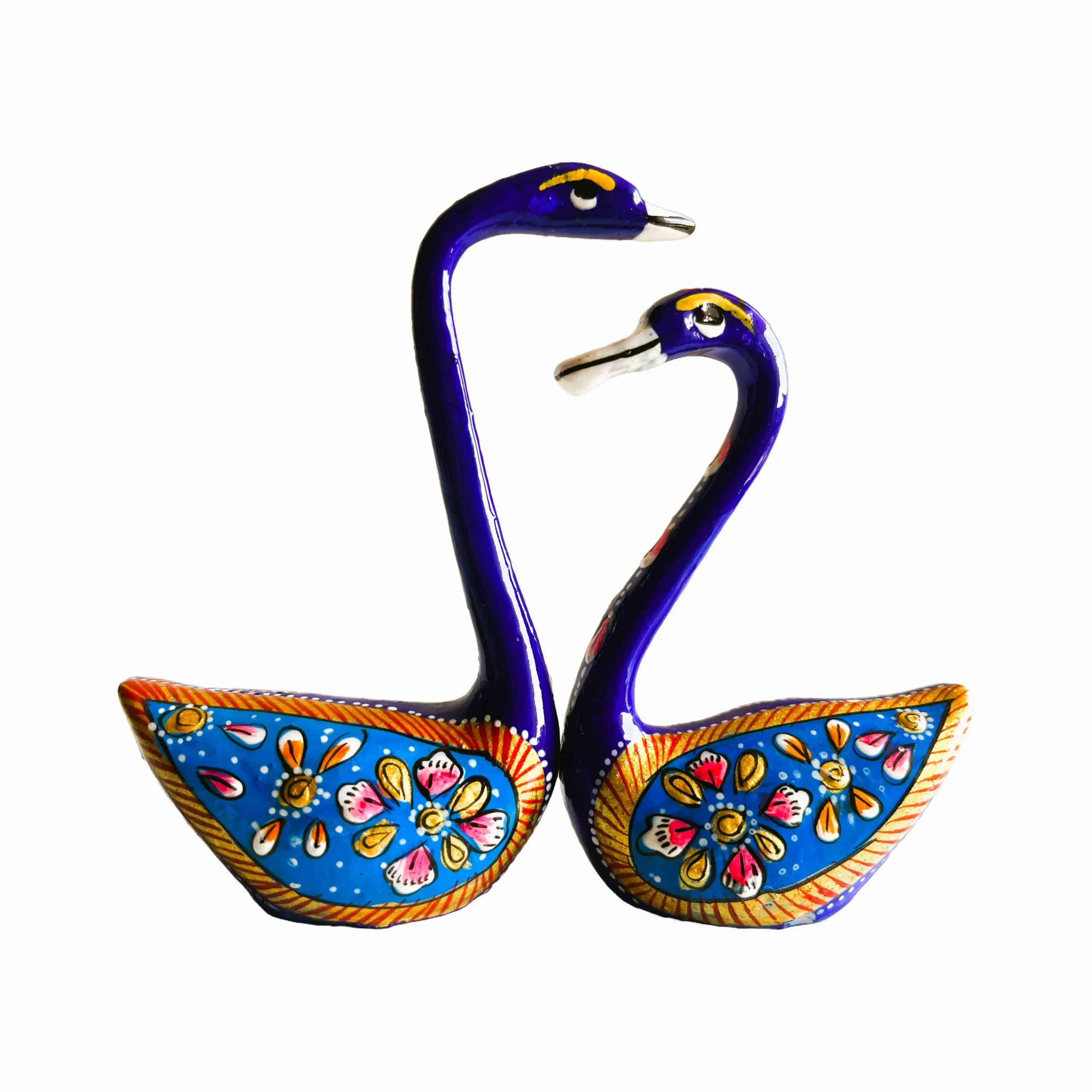 Meenakari Swan Couple Figurines Set of 2 Home Decor Gift - Image 2