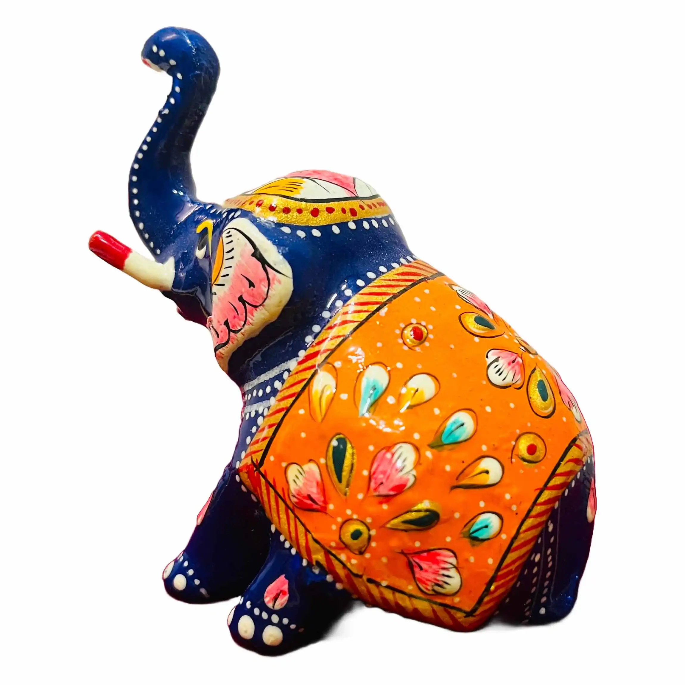Meenakari Trunk Up Elephant Figurine Vastu Home Decor - Image 2