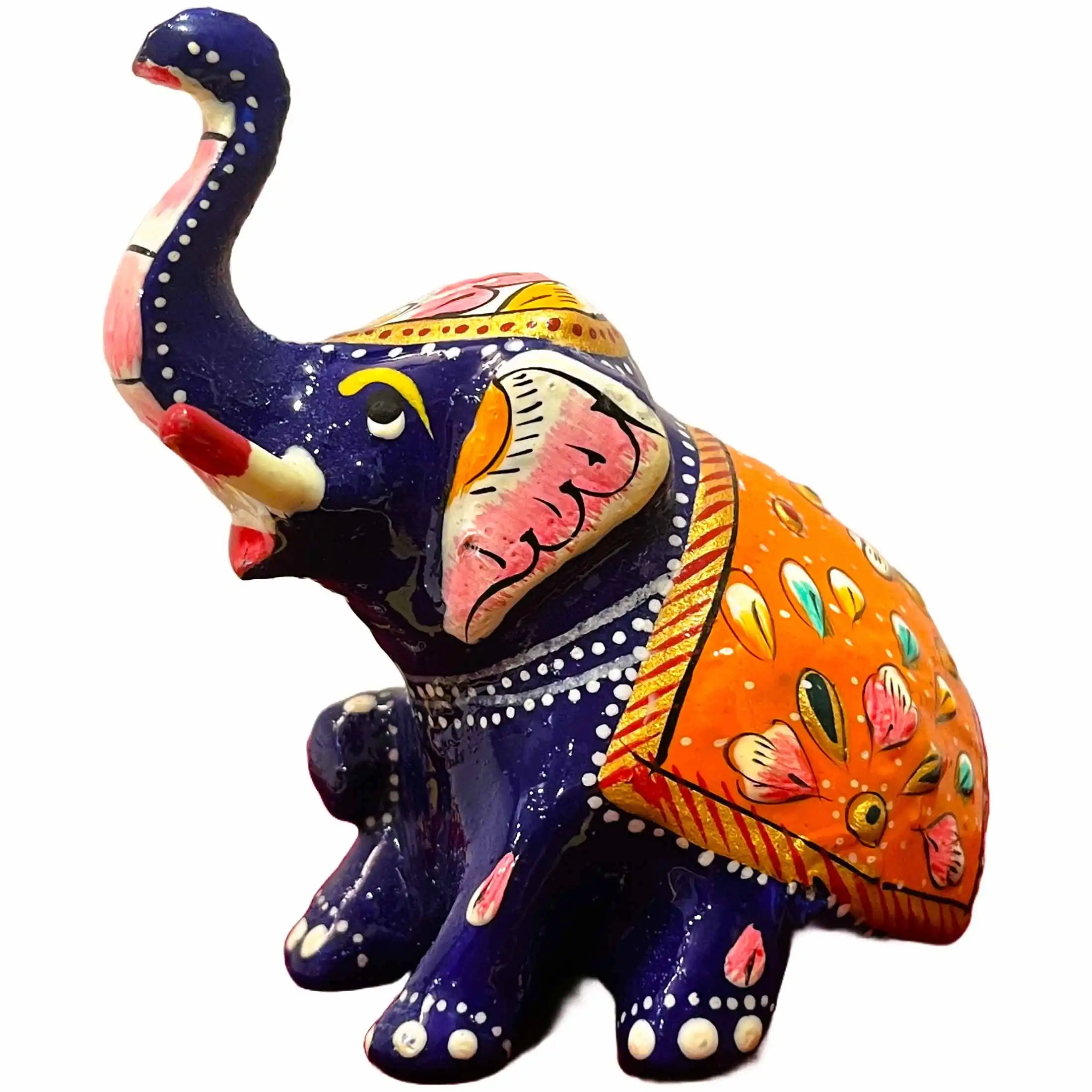 Meenakari Trunk Up Elephant Figurine Vastu Home Decor - Image 4